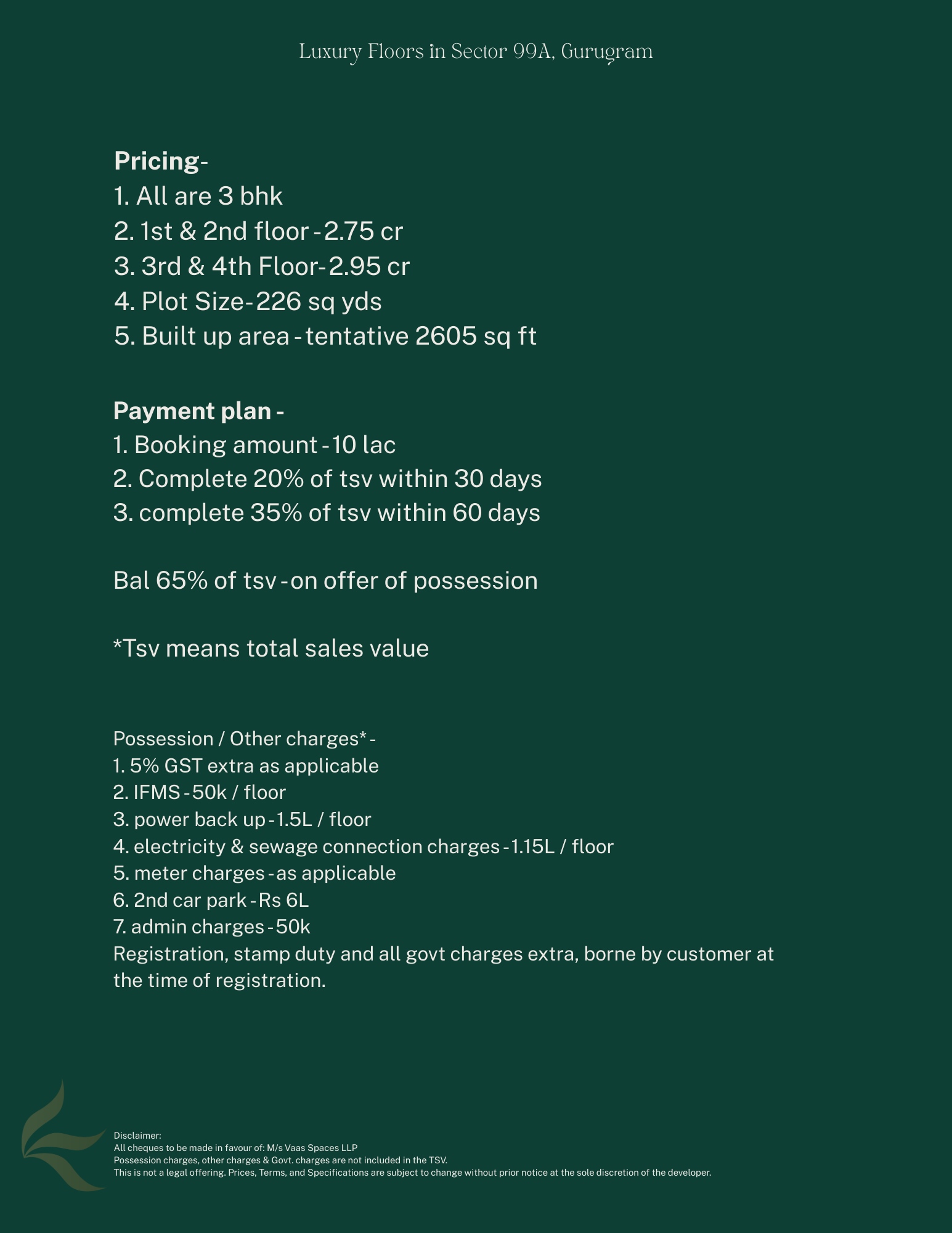 vaas Aspire Price List